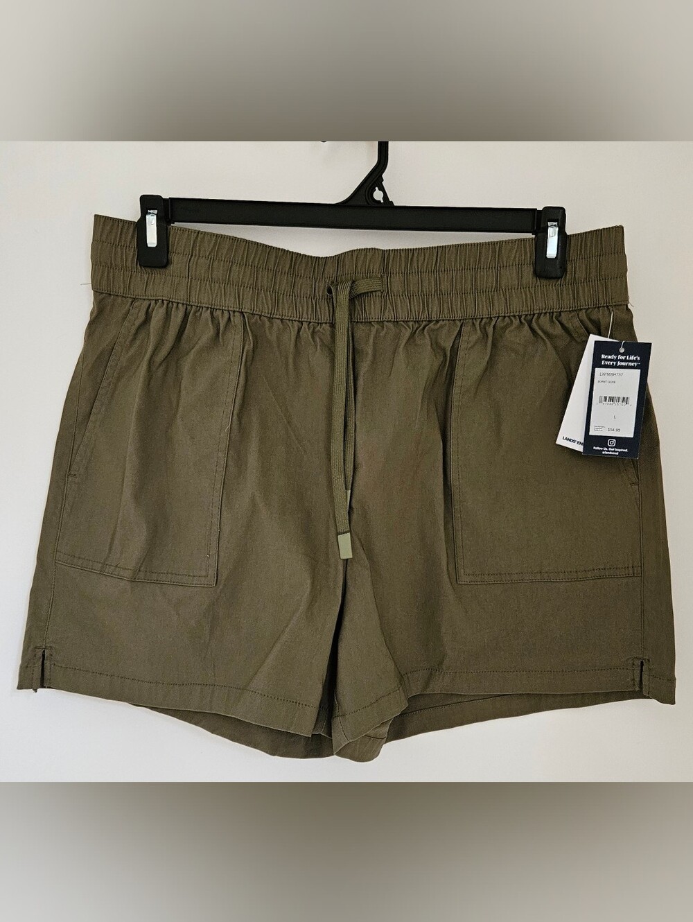 Lands' End Women's Size L Outdoor Square Pocket Utility Shorts Burnt Olive NWT